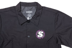 Sunday Creepy Sweeper Windbreaker Jacket (Black with Purple/White Ink)