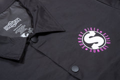 Sunday Creepy Sweeper Windbreaker Jacket (Black with Purple/White Ink)