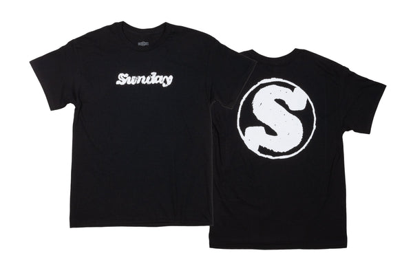 Sunday Hard Print Tee (Black with White Ink)